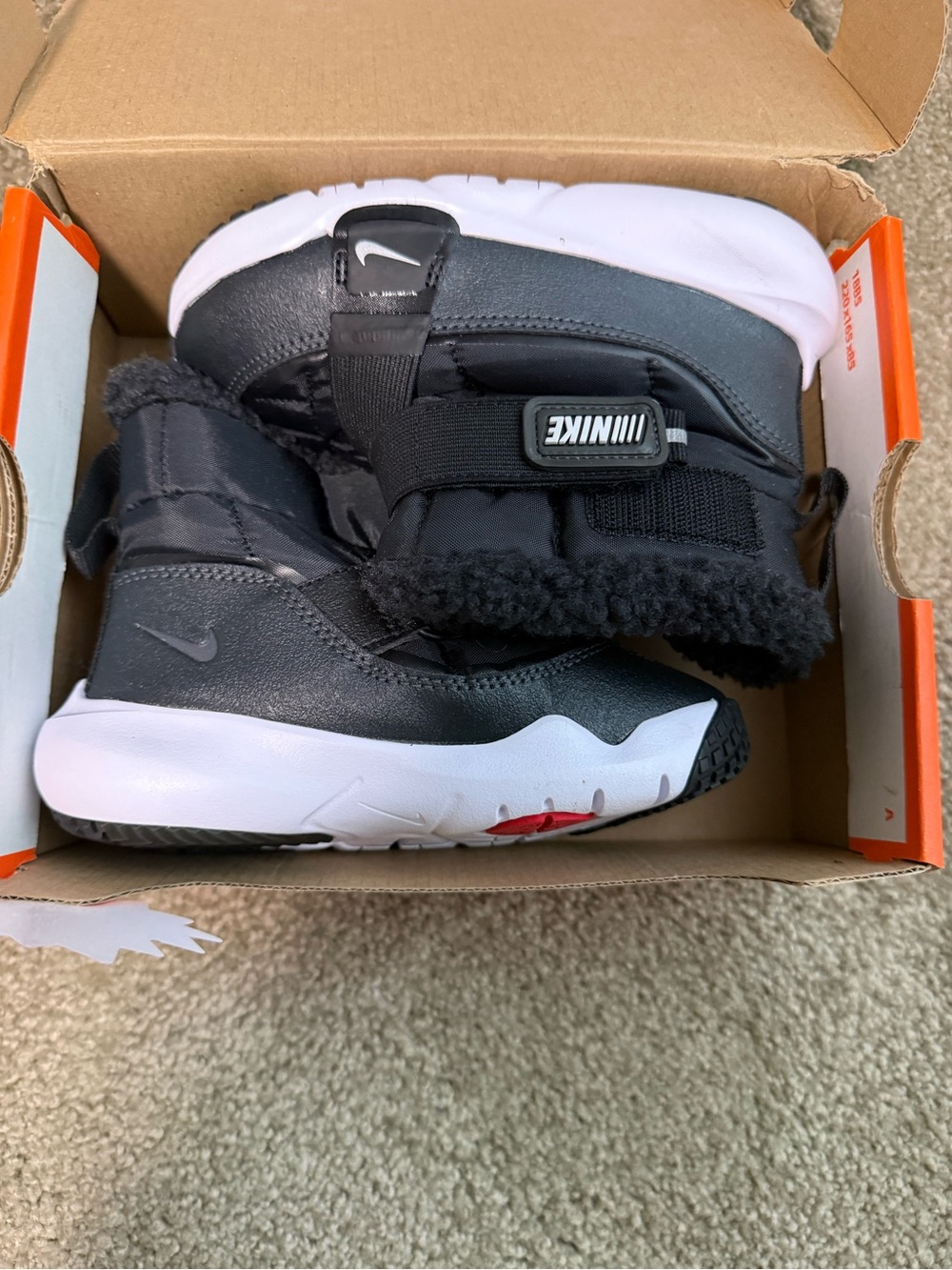 Nike Kids Black and White Strap Boot Sneakers